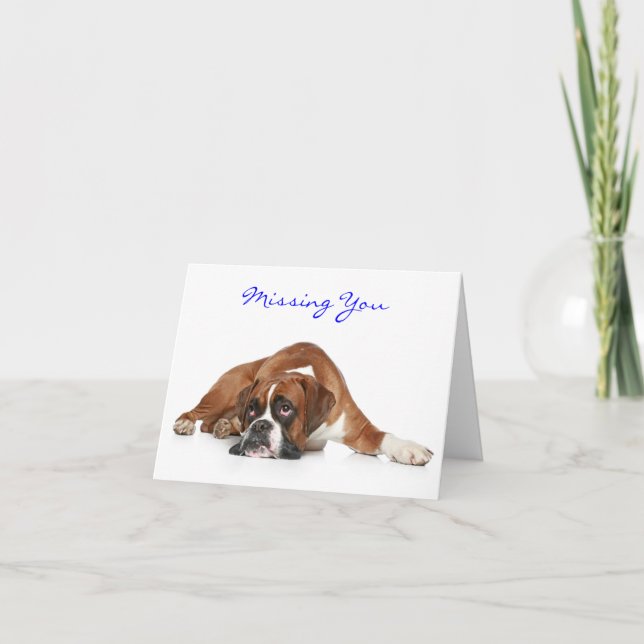 Boxer Hund Vermisst Sie Grußkarte - Verse Innen Karte (Vorderseite)