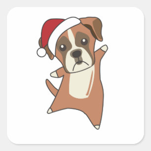 Boxer Hund Weihnachts-Schnee Wintertiere Hunde Quadratischer Aufkleber