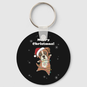 Boxer Hund Weihnachts-Schnee Wintertiere Hunde Schlüsselanhänger