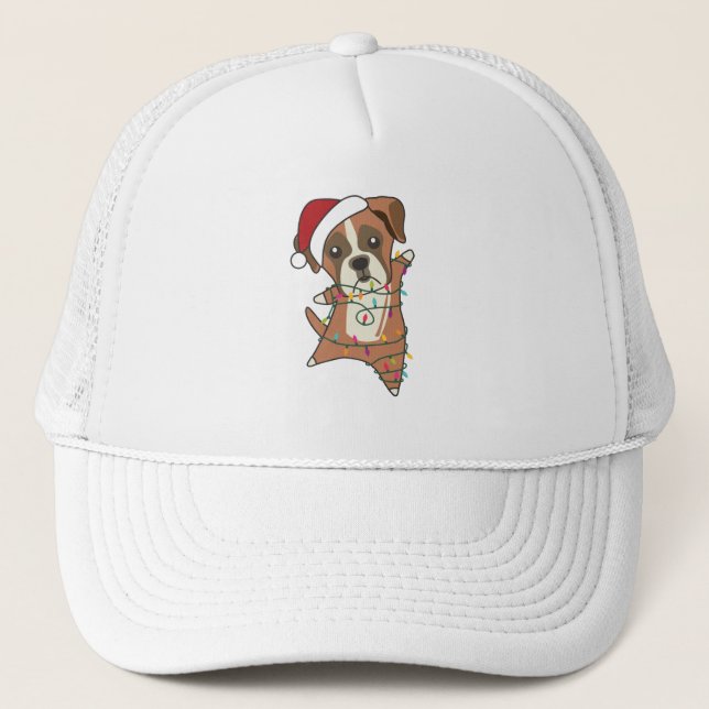 Boxer Hund Weihnachts-Schnee Wintertiere Hunde Truckerkappe (Vorderseite)