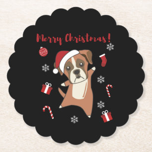 Boxer Hund Weihnachts-Schnee Wintertiere Hunde Untersetzer