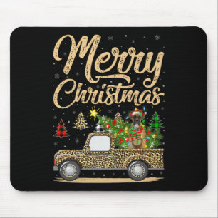 Boxer-Hund-Weihnachtsbaum-Leopard-LKW-Hund-Weihnac Mousepad