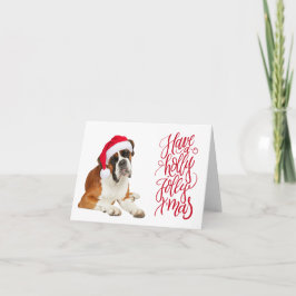 Boxer Hund Weihnachtsmannmütze haben Holly Jolly X Karte