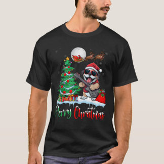 Boxer-Hund Weihnachtsmannmütze Xmas-Baum Lichter F T-Shirt