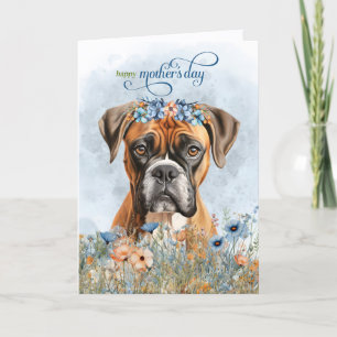 Boxer-Hund-Wildblumen-Muttertag Feiertagskarte