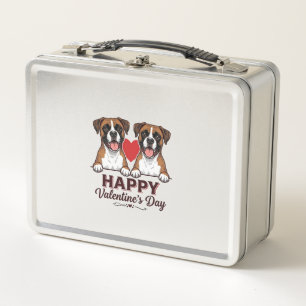Boxer Hunde Frohen Valentinstag Vintage Metall Brotdose