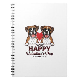 Boxer Hunde Frohen Valentinstag Vintage Notizblock