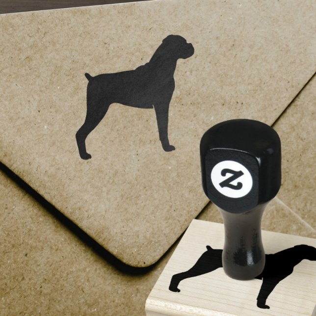 Boxer-Hunde-Silhouette mit natürlichen Ohren Gummistempel (Von Creator hochgeladen)