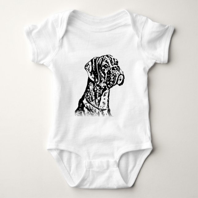 Boxer-Hundebaby-Shirt Baby Strampler (Vorderseite)