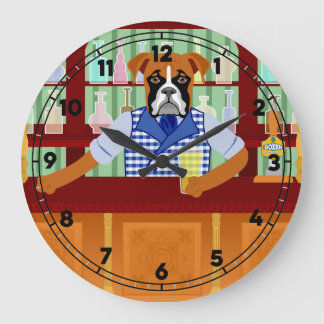 Boxer-Hundebier-Kneipe Große Wanduhr