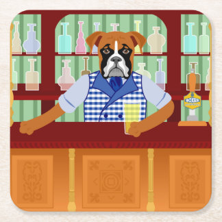 Boxer-Hundebier-Kneipe Rechteckiger Pappuntersetzer