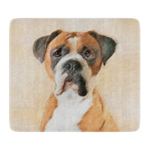 Boxer-Hundebild Unbeschnittene Original-Tierkunst Schneidebrett
