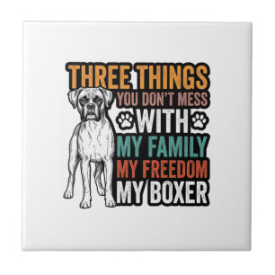 Boxer-Hundefamilie Freiheit Vintage-Shirt-Design_1 Fliese