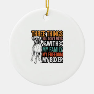 Boxer-Hundefamilie Freiheit Vintage-Shirt-Design_1 Keramik Ornament