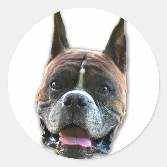 Boxer-Hundekleber Runder Aufkleber (Vorderseite)