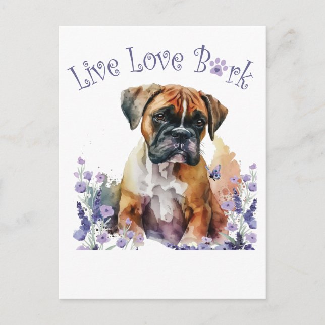 Boxer-Hundemutter Blumen Postkarte (Vorderseite)