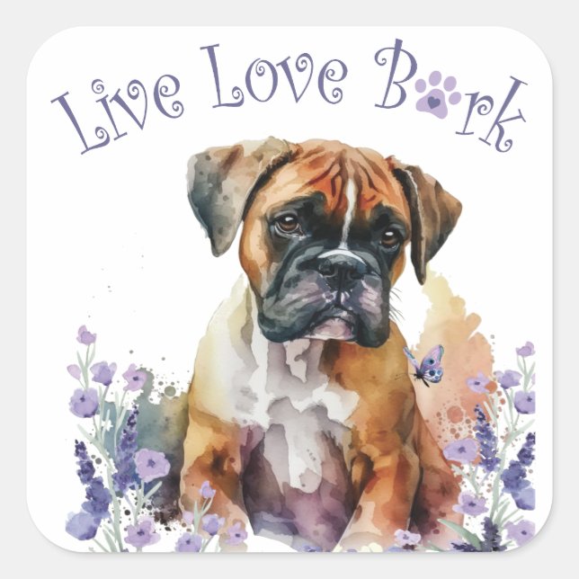 Boxer-Hundemutter-Blumen Quadratischer Aufkleber (Vorderseite)