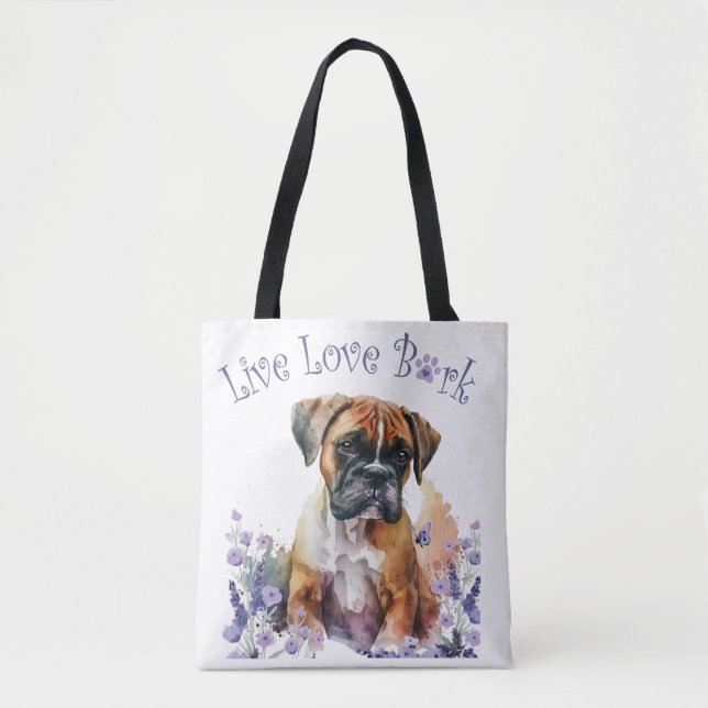 Boxer-Hundemutter Blumen Tasche (Vorderseite)