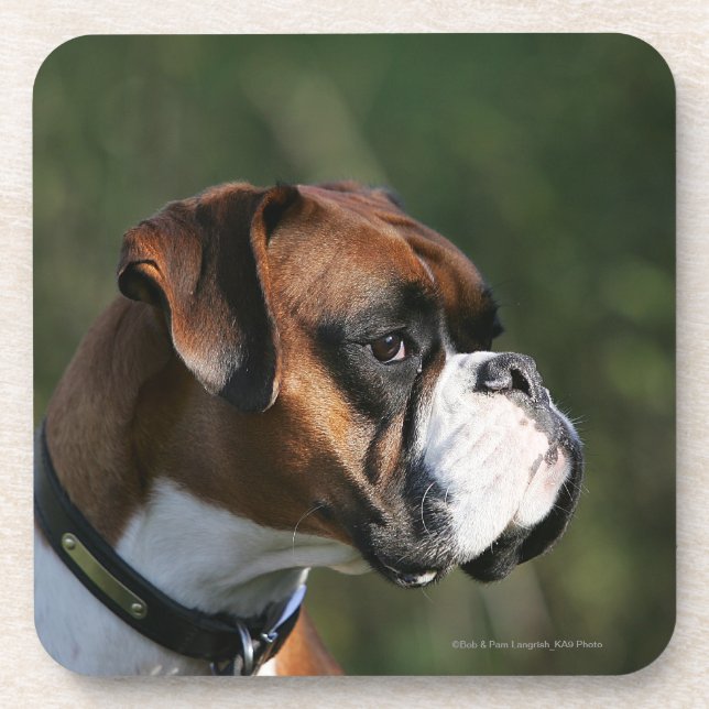Boxer-Hundeseiten-Profil Getränkeuntersetzer (Vorderseite)