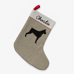 Boxer-HundeSilhouette-personalisiertes Kleiner Weihnachtsstrumpf