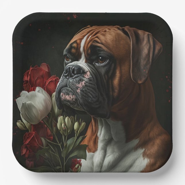 Boxer Hundeteller Pappteller (Vorderseite)
