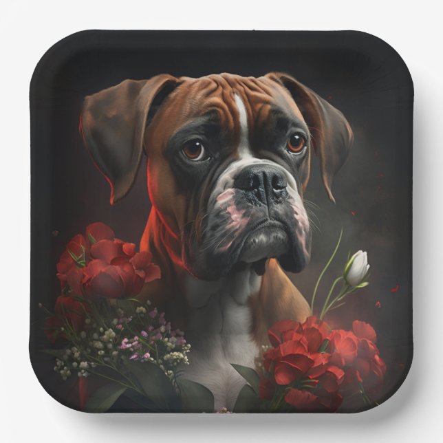 Boxer Hundeteller Pappteller (Vorderseite)