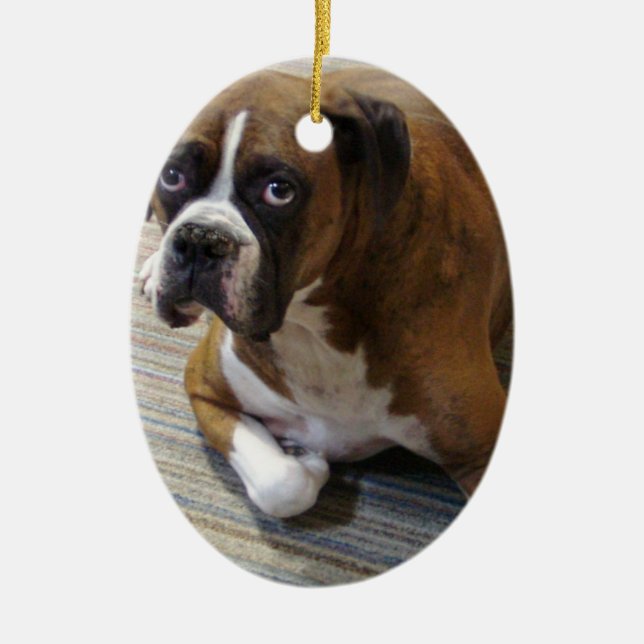 Boxer-Hundeverzierung Keramikornament (Vorne)