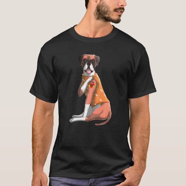 Boxer I Liebe Mama Tattoo Dog T-Shirt (Vorderseite)