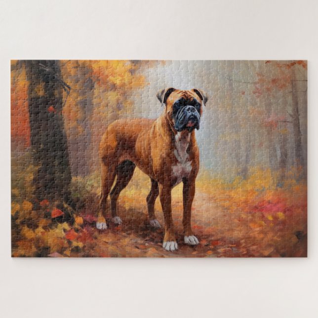 Boxer im Herbst Leaves Fall Inspiriert (Horizontal)