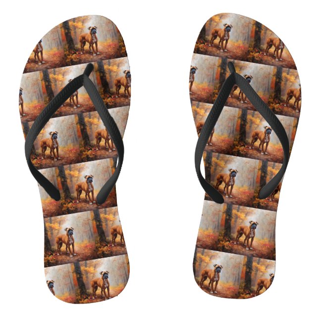 Boxer im Herbst Leaves Fall Inspiriert Flip Flops (Fußbett)