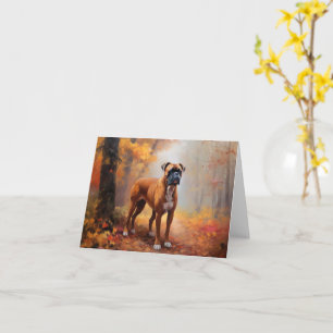 Boxer im Herbst Leaves Fall Inspiriert Karte