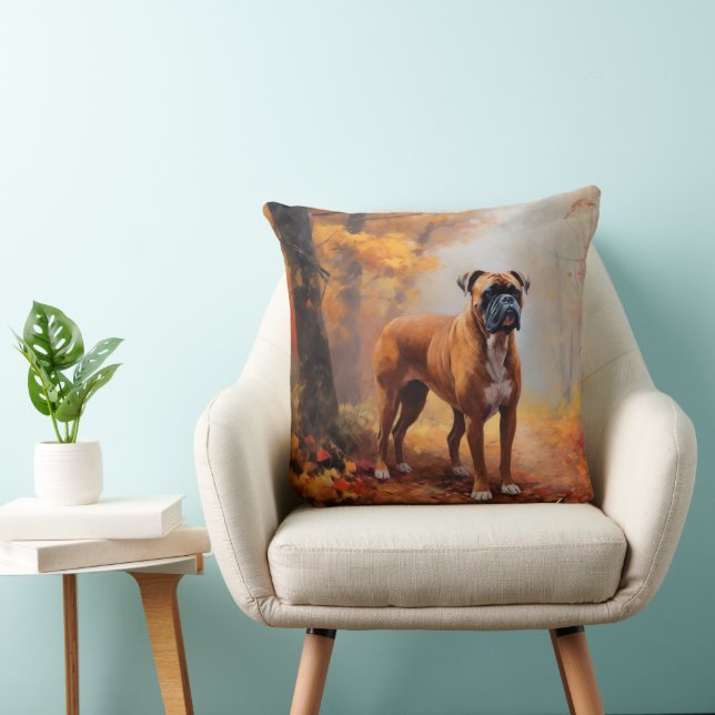 Boxer im Herbst Leaves Fall Inspiriert Kissen (Stuhl )