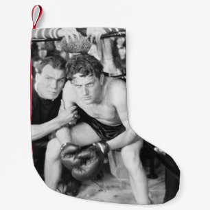 Boxer in der Ecke mit Trainerboxen, Vintag, Retter Kleiner Weihnachtsstrumpf
