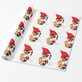 Boxer in der Weihnachtsmannmütze Weihnachten Geschenkpapier