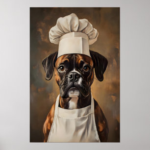 Boxer in Kochmütze Poster, Haustierposter, Boxer i Poster