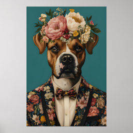 Boxer In Suit Poster, Boxer Portrait, Boxer Oil Poster