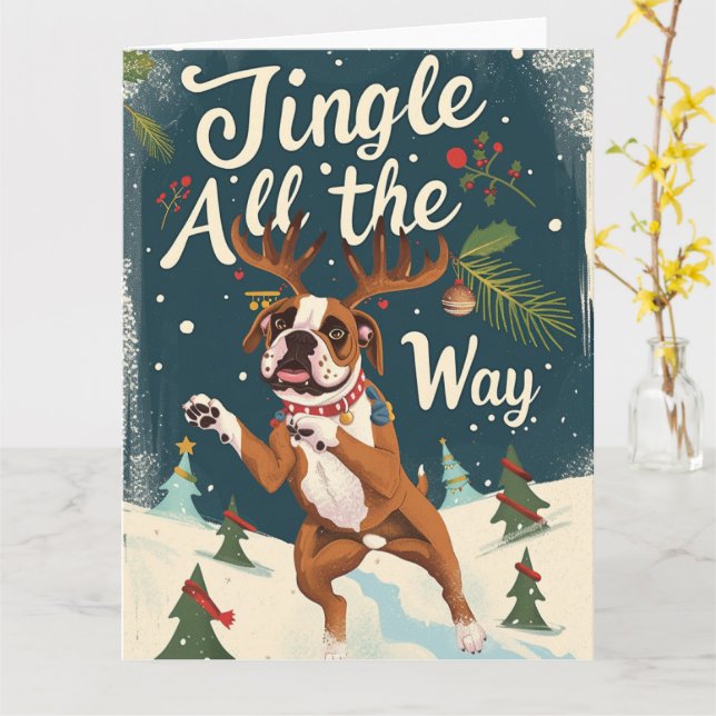 Boxer Jingle ganz nach Weihnachten Karte (Gelbe Blume)