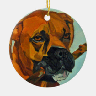 Boxer-Jungen-Kerl-Hundeporträt-Verzierung Keramik Ornament