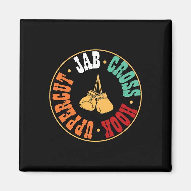 Boxer Kickboxen Workout Geschenk Jab Cross Hook Up Magnet (Vorne)