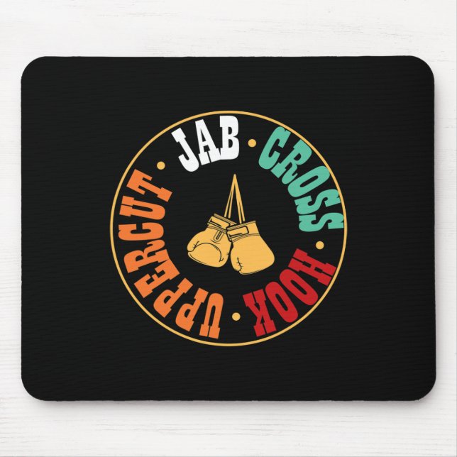 Boxer-Kickboxen-Workout-Geschenk Jab Cross Hook Up Mousepad (Vorne)