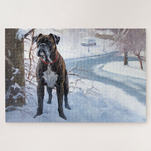 Boxer lässt es Weihnachten schnee (Horizontal)