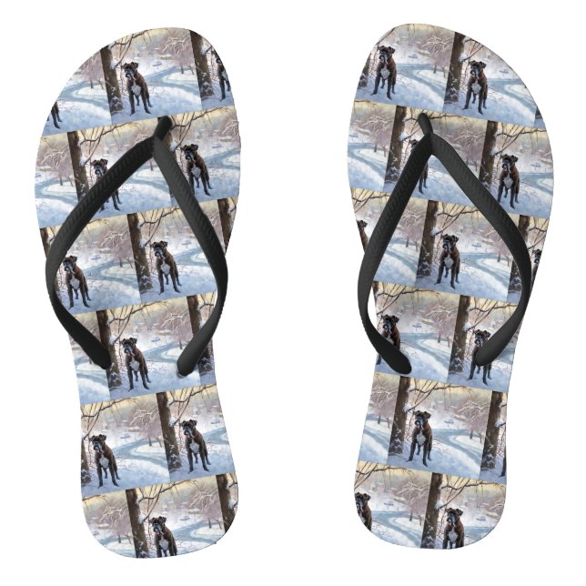 Boxer lässt es Weihnachten schnee Flip Flops (Fußbett)