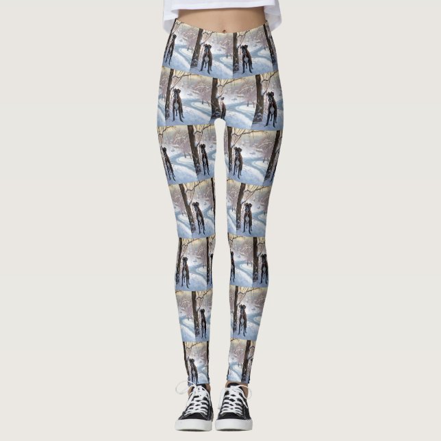 Boxer lässt es Weihnachten schnee Leggings (Vorderseite)