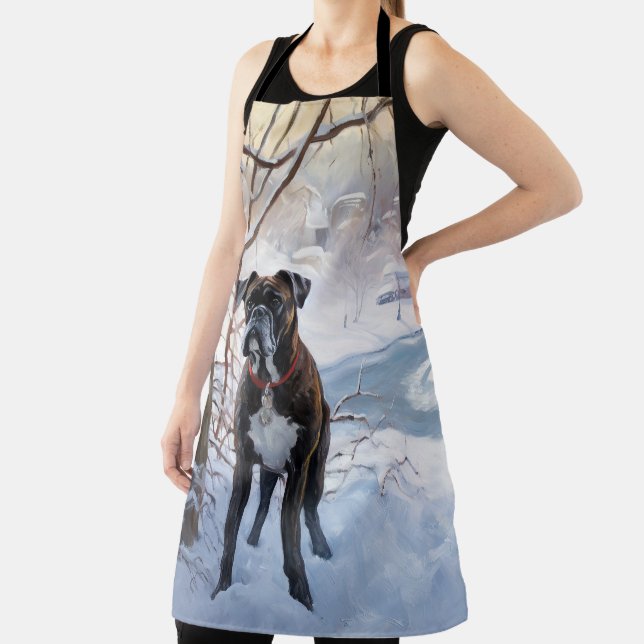 Boxer lässt es Weihnachten schnee Schürze (InSitu)