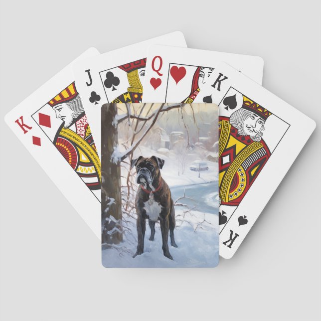 Boxer lässt es Weihnachten schnee Spielkarten (Rückseite)