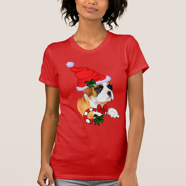 Boxer liebt Christmas Merry T-Shirt (Vorderseite)