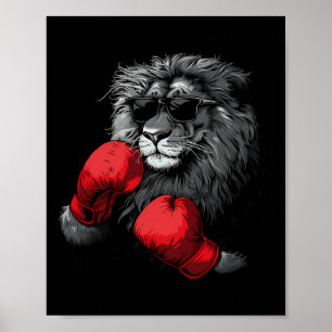 Boxer-Löwe-Porträt-Motiv Wildtier-Kickboxen-Liebe Poster