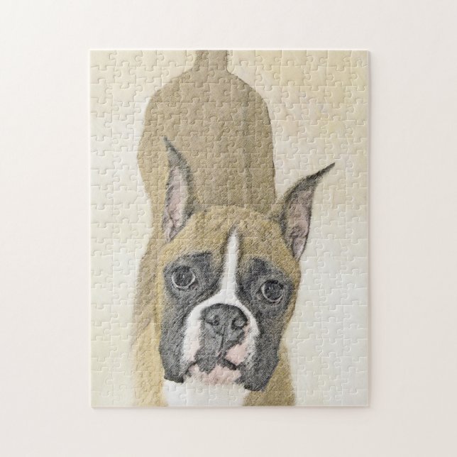 Boxer-Malerei - Niedliche Original Hunde-Kunst (Vertikal)