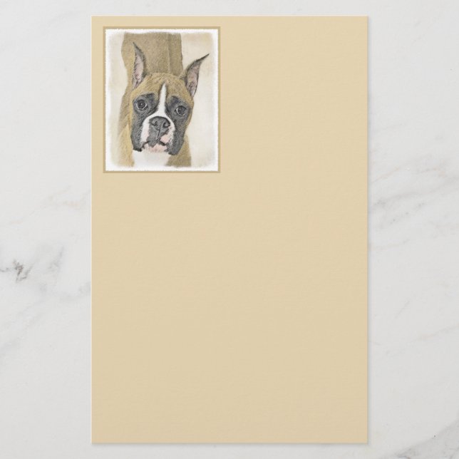 Boxer-Malerei - Niedliche Original Hunde-Kunst Briefpapier (Vorderseite)