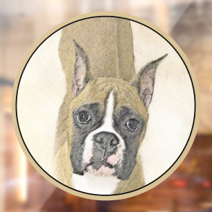Boxer-Malerei - Niedliche Original Hunde-Kunst Fensteraufkleber